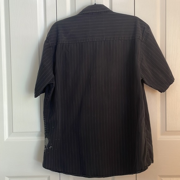 Machine Men’s SZ XL Short Sleeve Button Down Casual Black Striped/Graphic Shirt - Picture 4 of 8